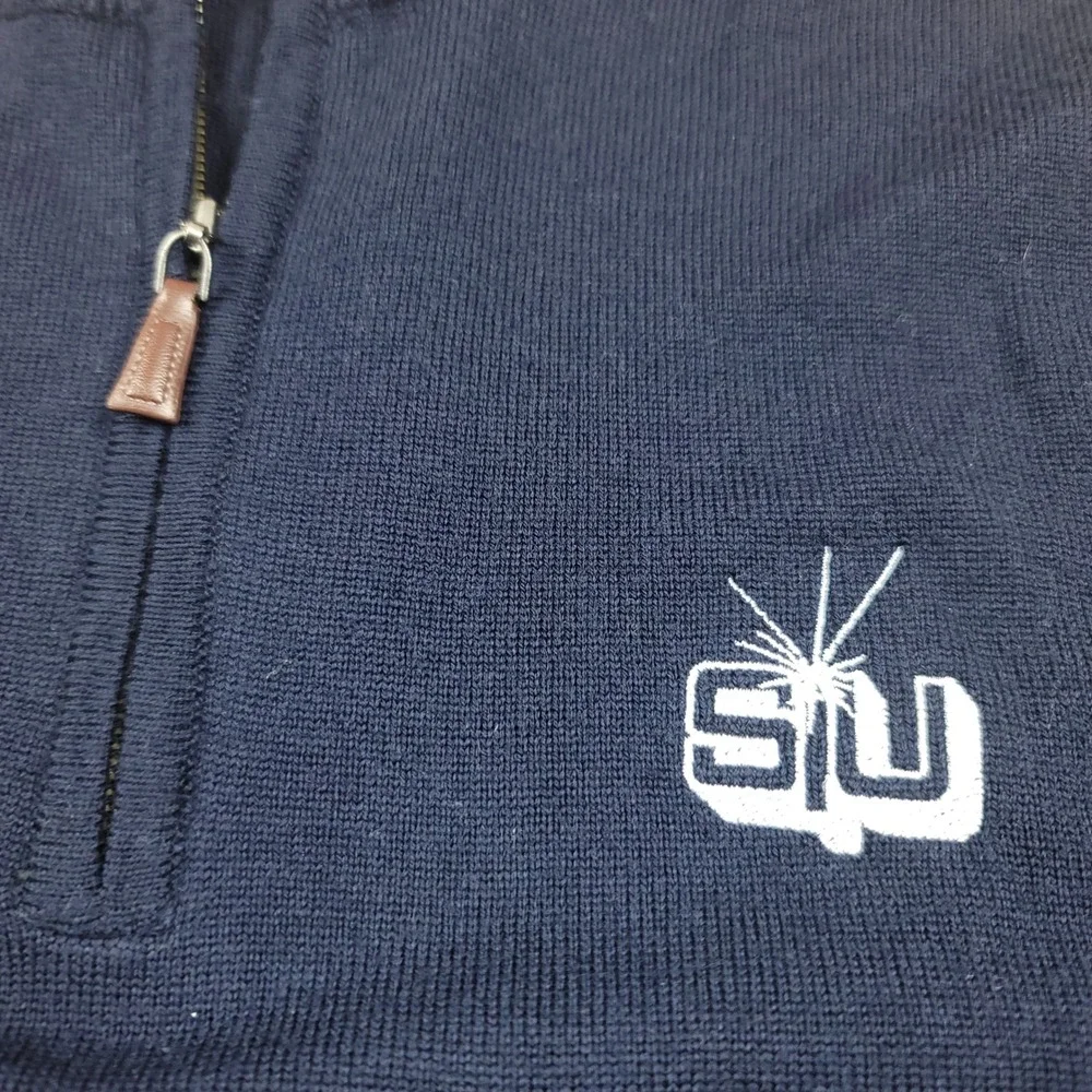 Peter Millar Navy 100% Merino Wool Quarter Zip Sweater Vest XL SU‎ Logo Golf